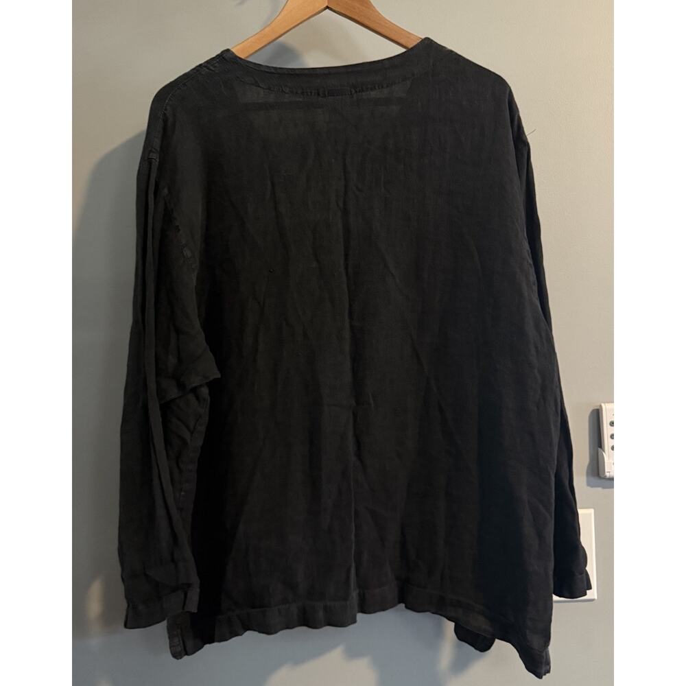 Cc Collection Top Linen Button Up Boho Peasant Mi… - image 2